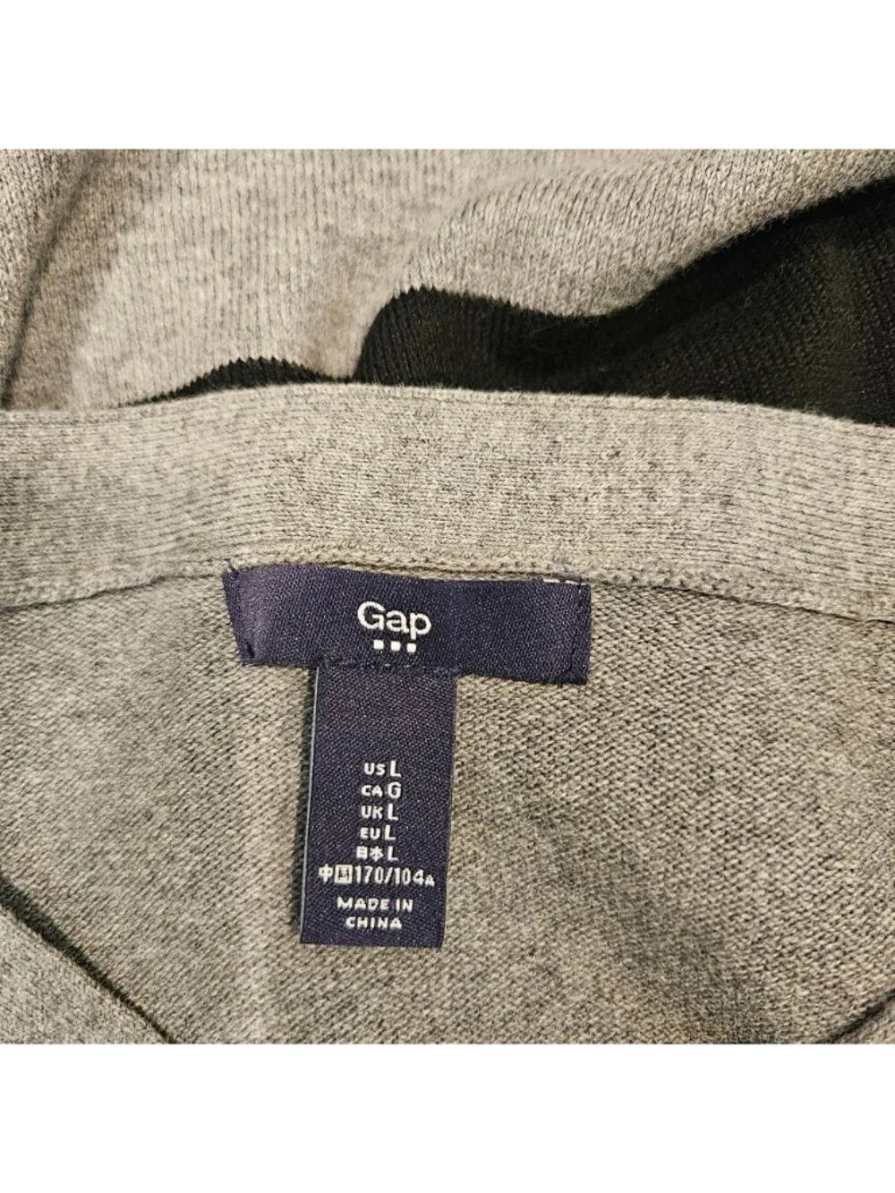 Gap sweater Sweater Mens L Grey Black stretch striped Career Office warm beach